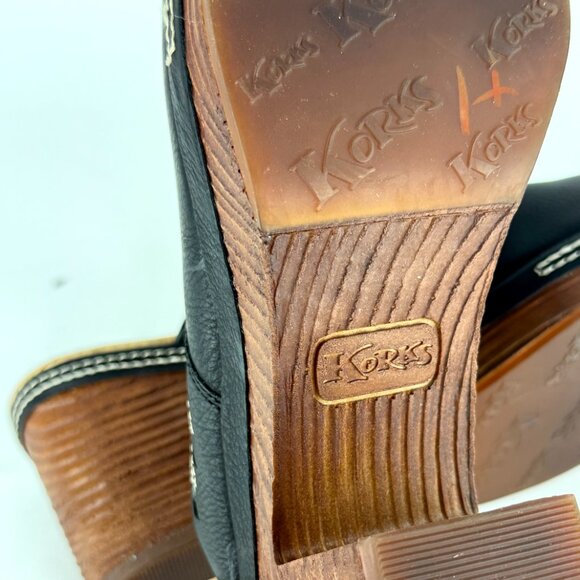 Frye Black Embroidered Clogs Size 10M | 2010s Vintage Chunky Heel Slip-On Mule - Picture 7 of 9